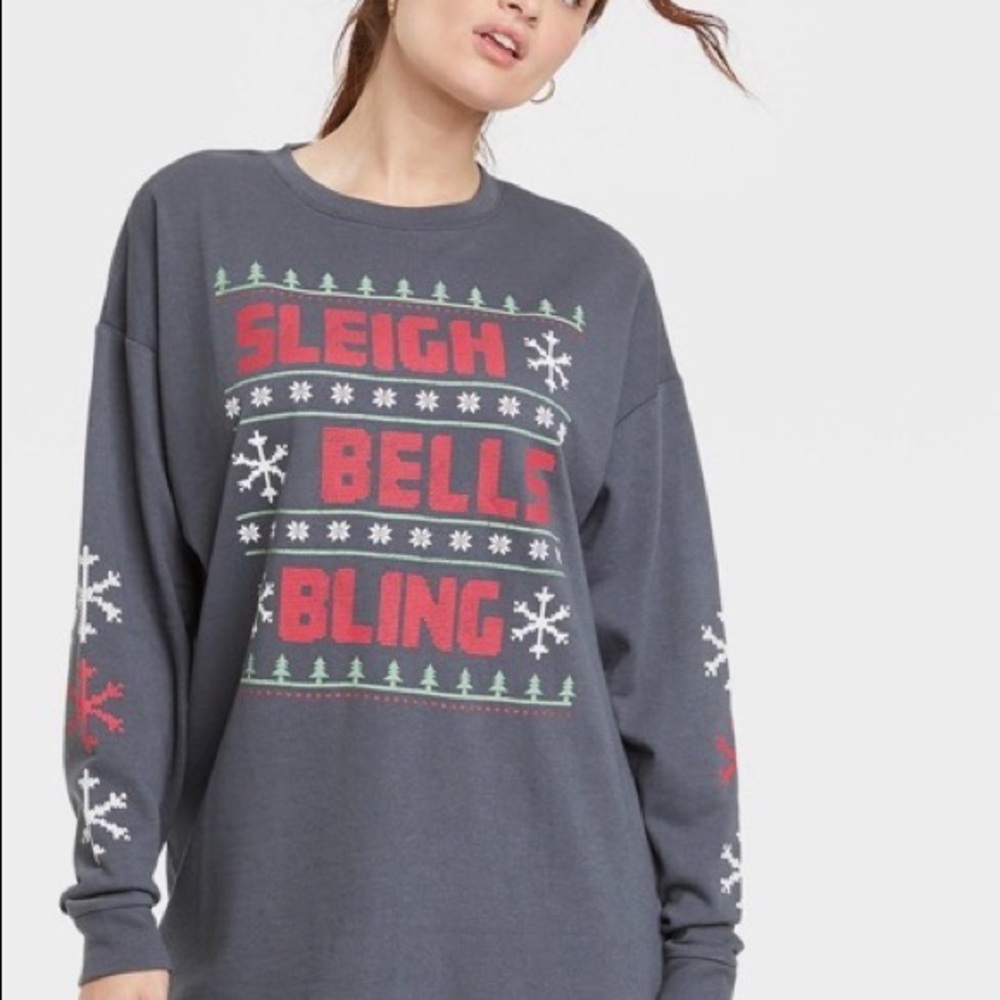 Grayson/Threads “Sleigh Bells Bling” Long Sleeve Grey Shirt: Different sizes